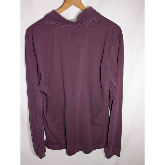 Left Coast Tee Mens Quarter Zip Long Sleeve Sz XL Burgundy Pima Cotton Peru - Picture 2 of 6